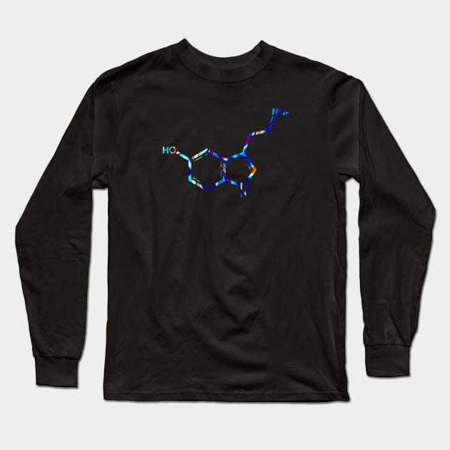 Psychedelic Serotonin Molecule Long Sleeve T-Shirt by the-bangs